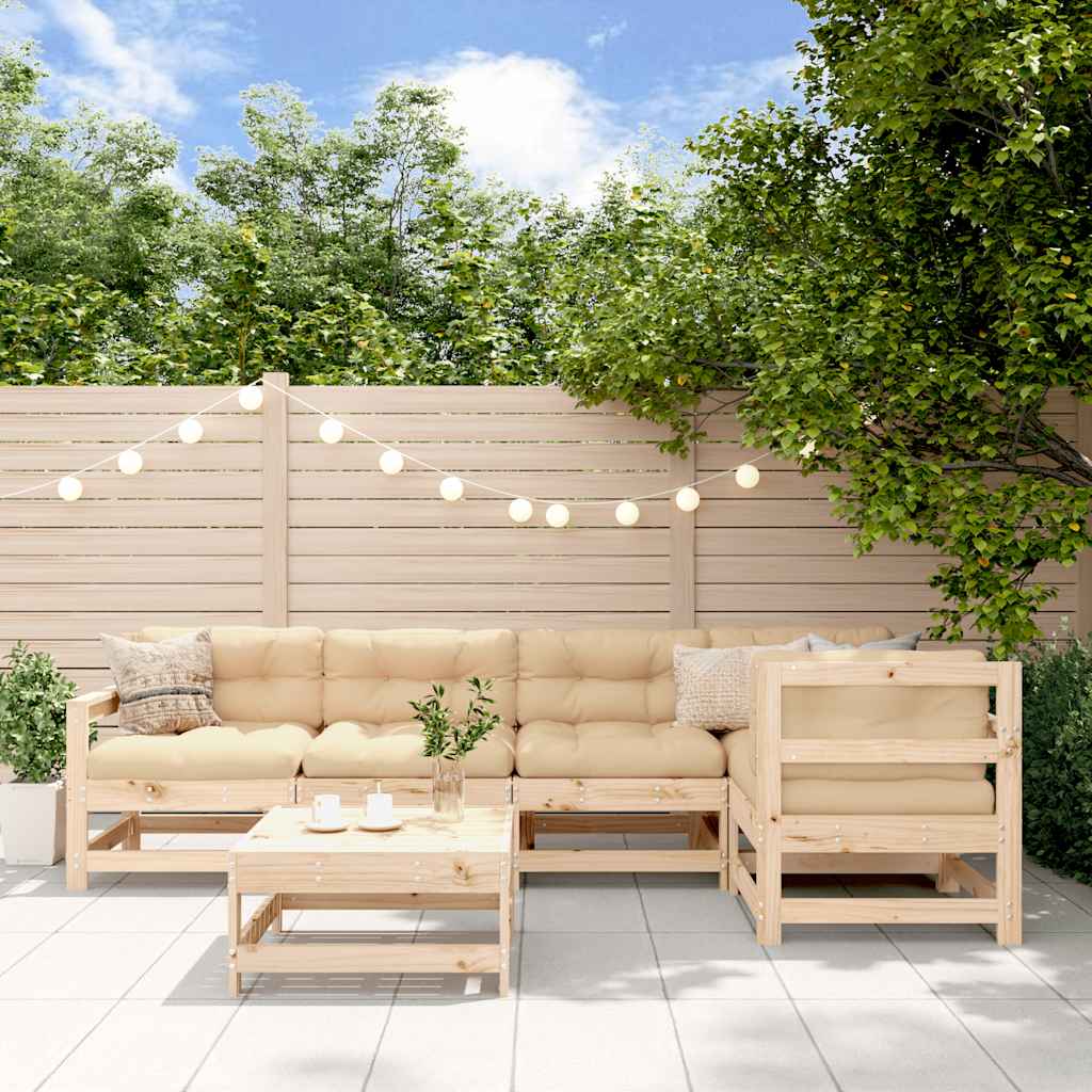 vidaXL 6 Piece Garden Lounge Set Solid Wood Pine 1