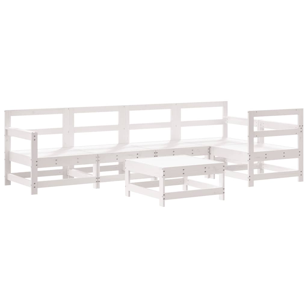 vidaXL 6 Piece Garden Lounge Set White Solid Wood Pine 2