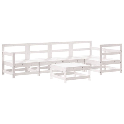 vidaXL 6 Piece Garden Lounge Set White Solid Wood Pine 2