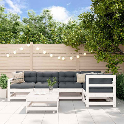 vidaXL 6 Piece Garden Lounge Set White Solid Wood Pine 1