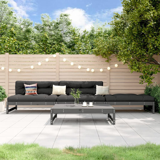 vidaXL 4 Piece Garden Lounge Set Grey Solid Wood Pine 1