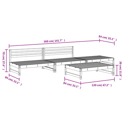 vidaXL 4 Piece Garden Lounge Set Black Solid Wood Pine 6