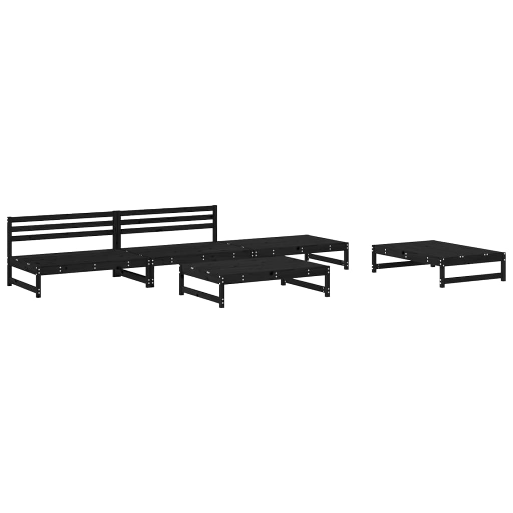 vidaXL 5 Piece Garden Lounge Set Black Solid Wood Pine 2