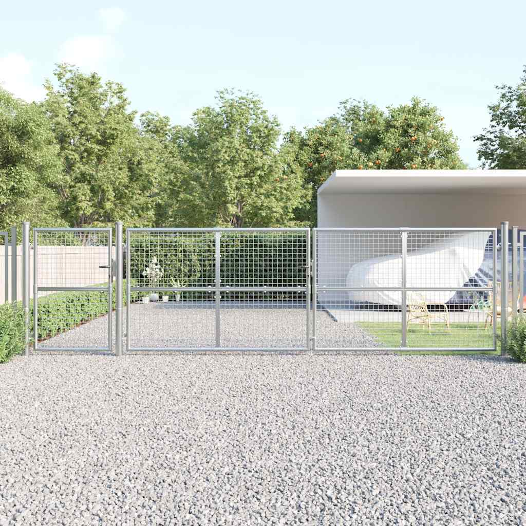 vidaXL Garden Gate Steel Silver