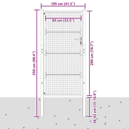 vidaXL Garden Gate Anthracite 100x200 cm Steel 6
