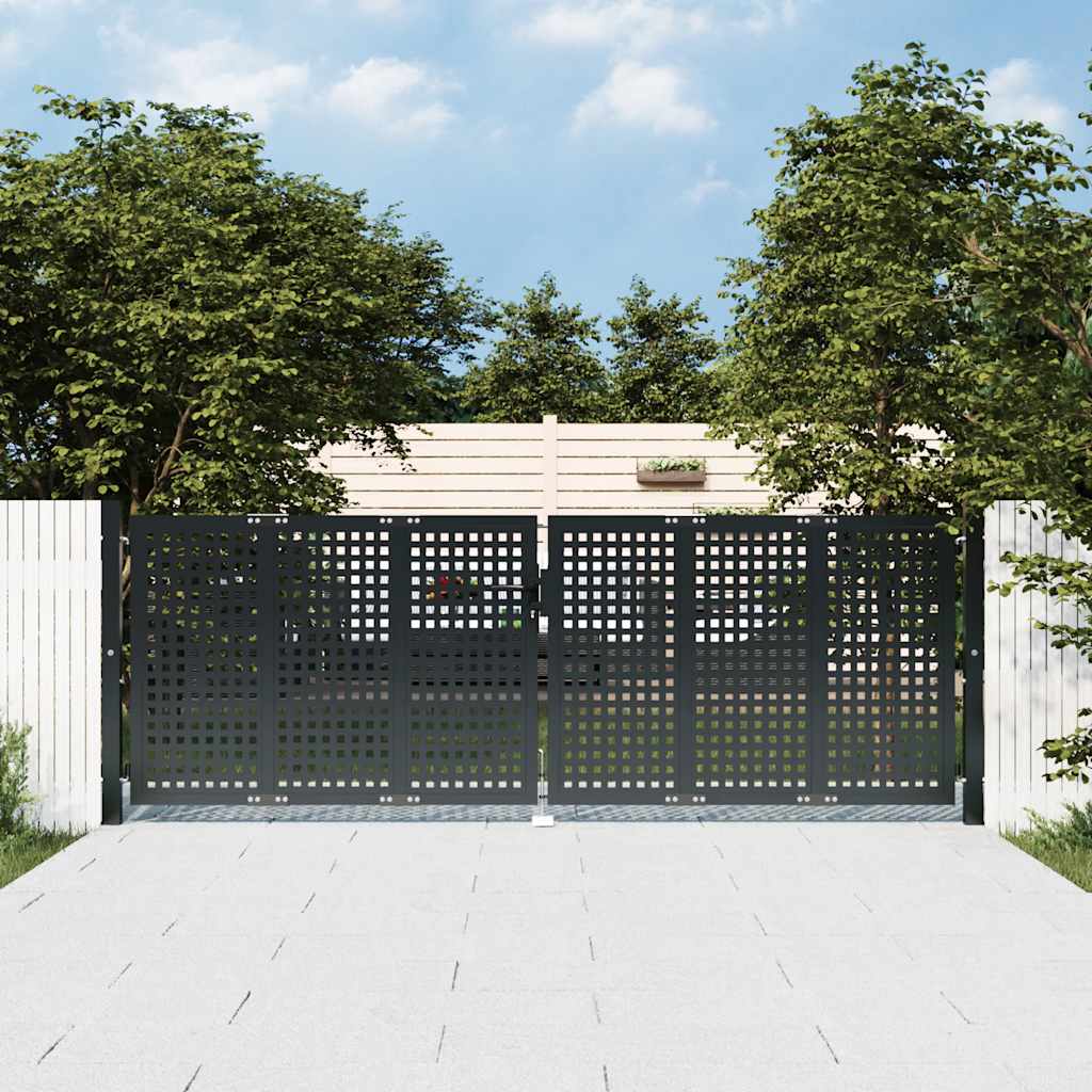 vidaXL Garden Gate Anthracite 300x75 cm Steel 1
