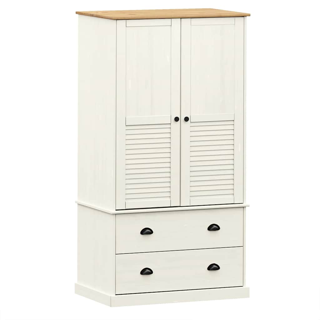 vidaXL Wardrobe "VIGO" White 90x55x170 cm Solid Wood Pine 2