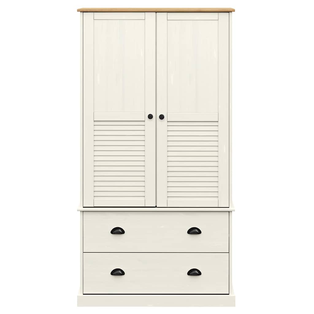 vidaXL Wardrobe "VIGO" White 90x55x170 cm Solid Wood Pine 3