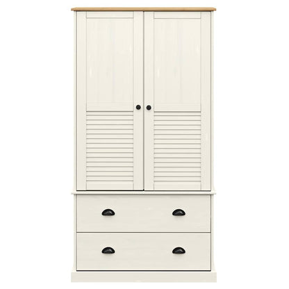 vidaXL Wardrobe "VIGO" White 90x55x170 cm Solid Wood Pine 3