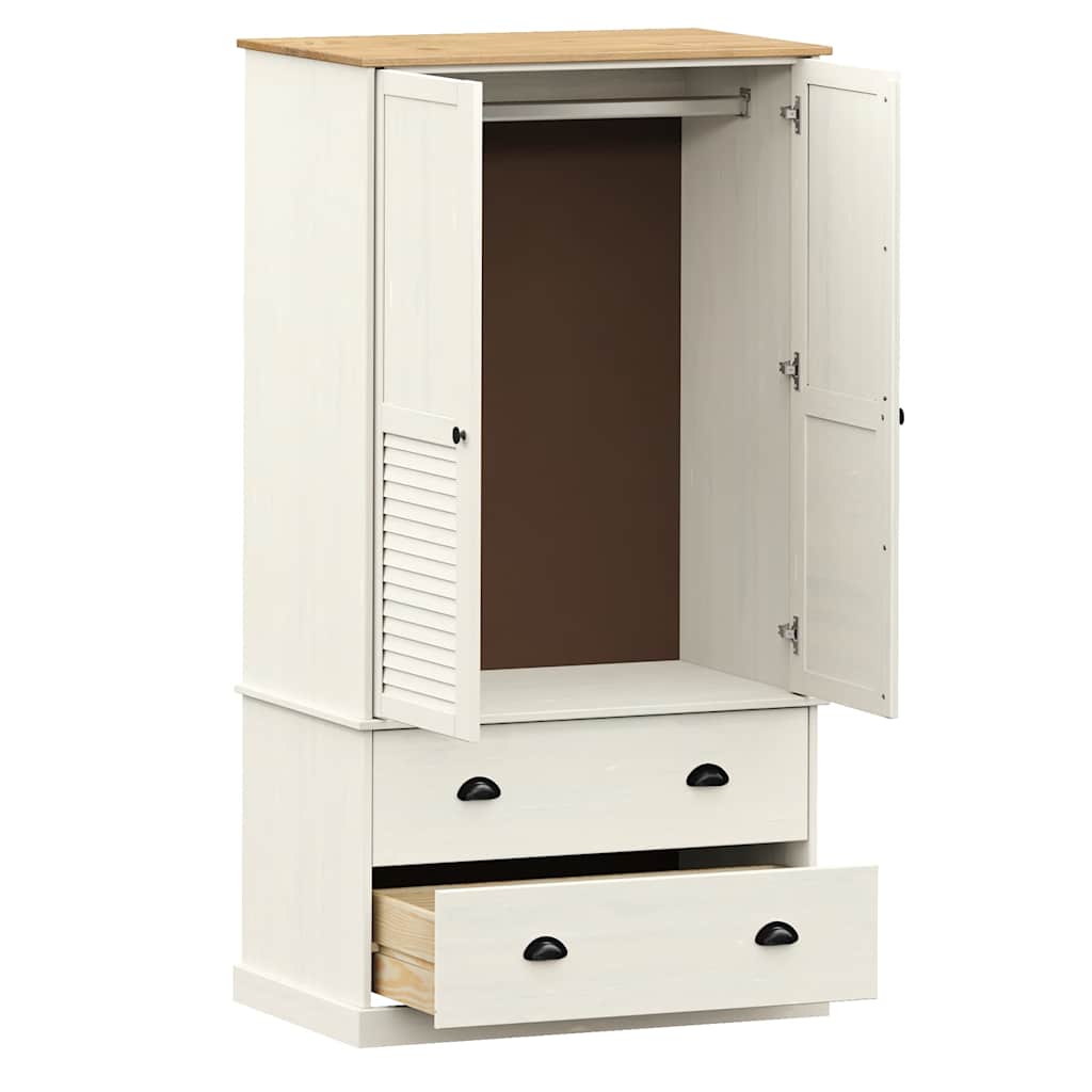 vidaXL Wardrobe "VIGO" White 90x55x170 cm Solid Wood Pine 4