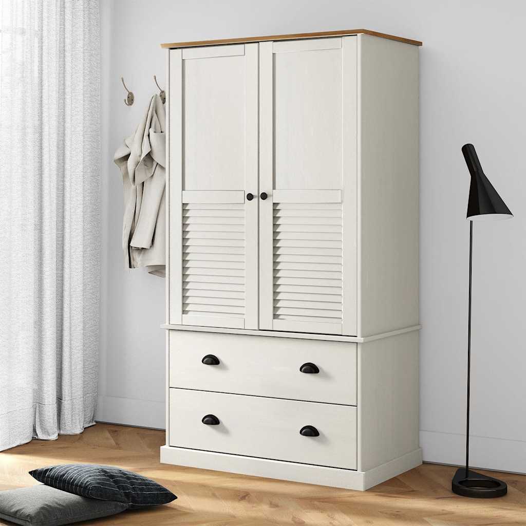 vidaXL Wardrobe "VIGO" White 90x55x170 cm Solid Wood Pine 1