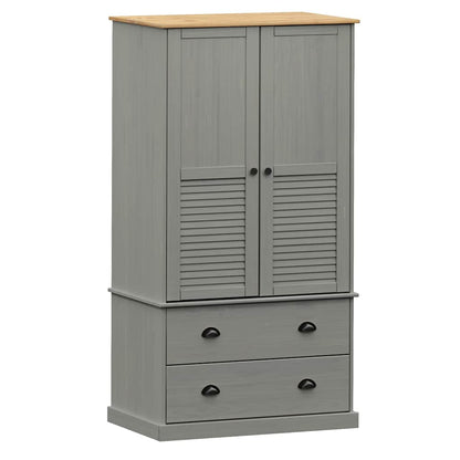 vidaXL Wardrobe "VIGO" Grey 90x55x170 cm Solid Wood Pine 2