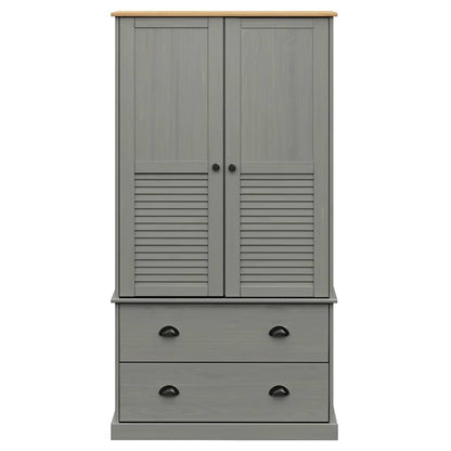 vidaXL Wardrobe "VIGO" Grey 90x55x170 cm Solid Wood Pine 3