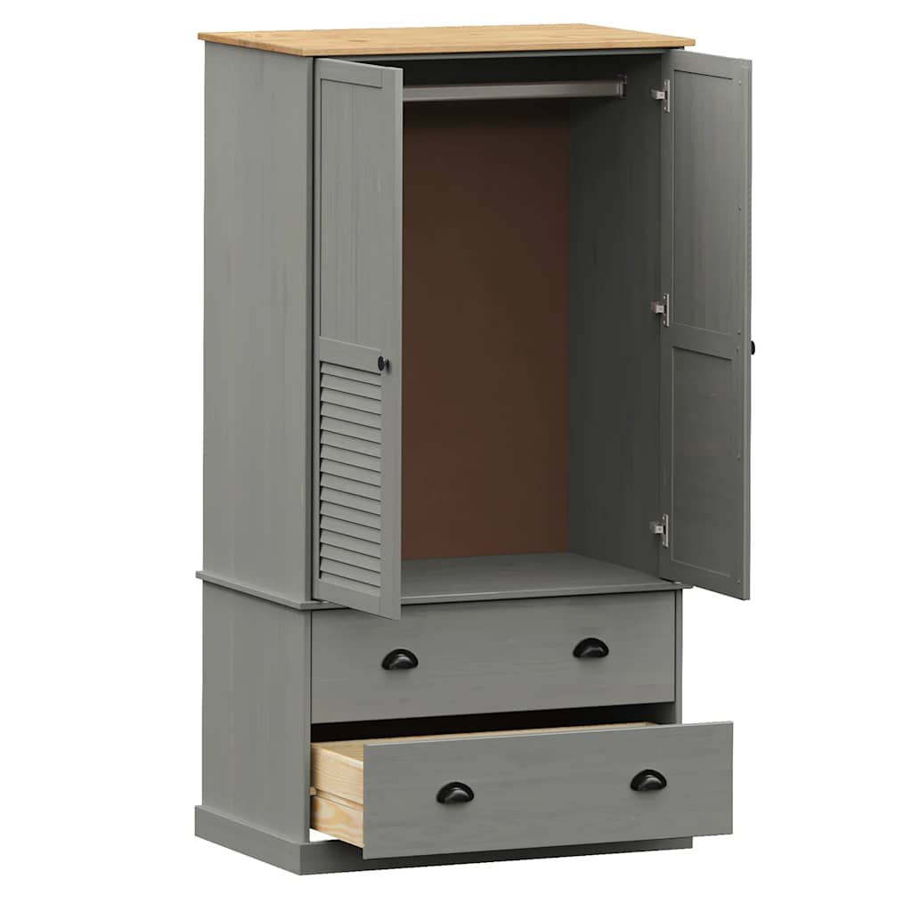 vidaXL Wardrobe "VIGO" Grey 90x55x170 cm Solid Wood Pine 4