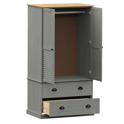 vidaXL Wardrobe "VIGO" Grey 90x55x170 cm Solid Wood Pine 4