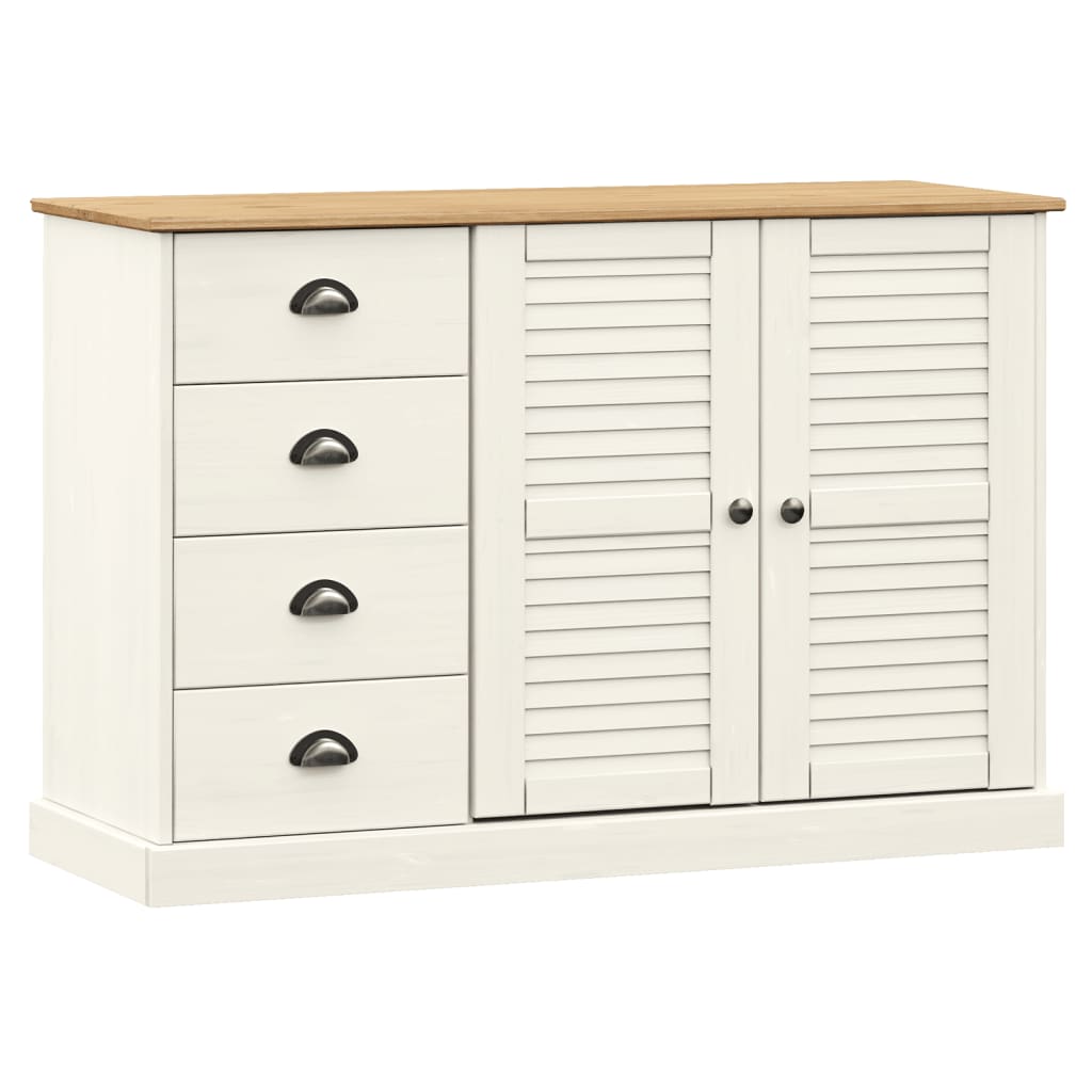 vidaXL Sideboard with Drawers "VIGO" 113x40x75 cm White Solid Wood Pine 2