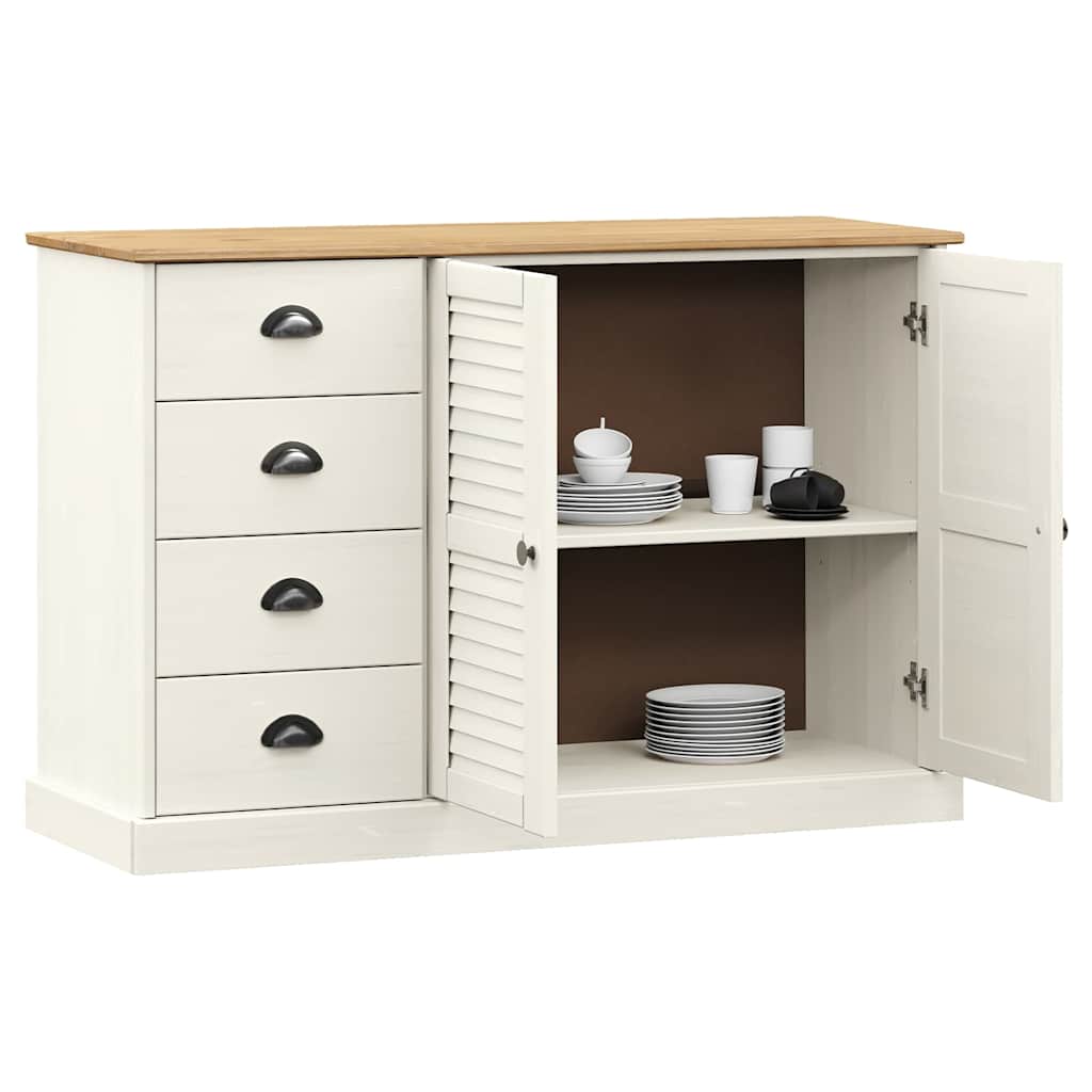 vidaXL Sideboard with Drawers "VIGO" 113x40x75 cm White Solid Wood Pine 3