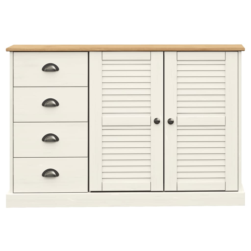 vidaXL Sideboard with Drawers "VIGO" 113x40x75 cm White Solid Wood Pine 5