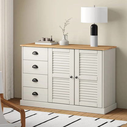 vidaXL Sideboard with Drawers "VIGO" 113x40x75 cm White Solid Wood Pine 1