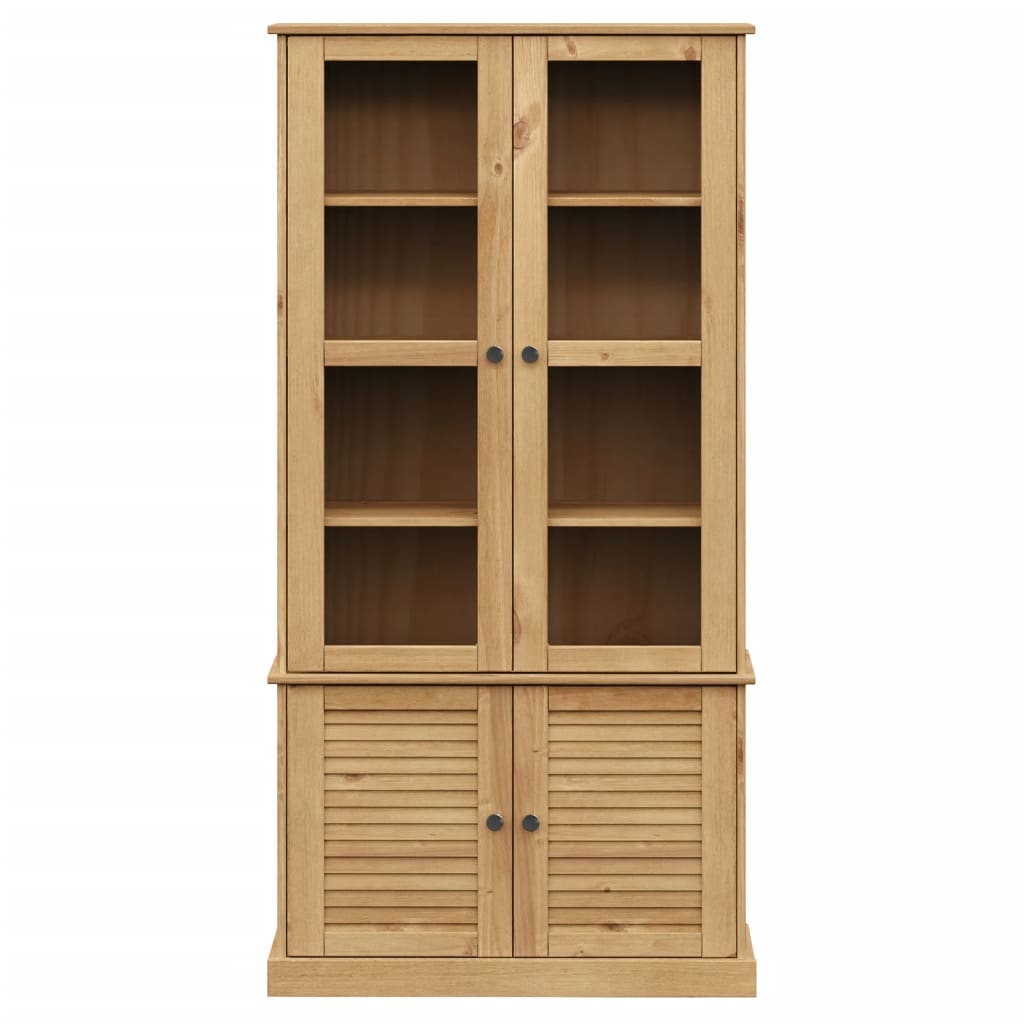 vidaXL Glass Display Cabinet "VIGO" 85x35x170 cm Solid Wood Pine 3