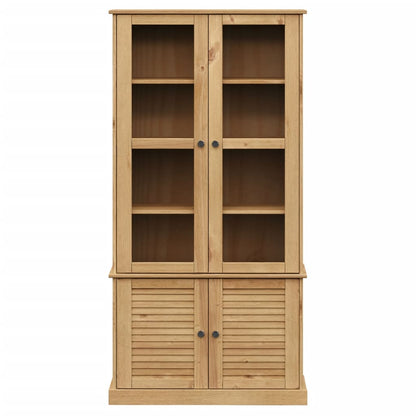 Glass Display Cabinet "VIGO" 85x35x170 cm Solid Wood Pine Brown