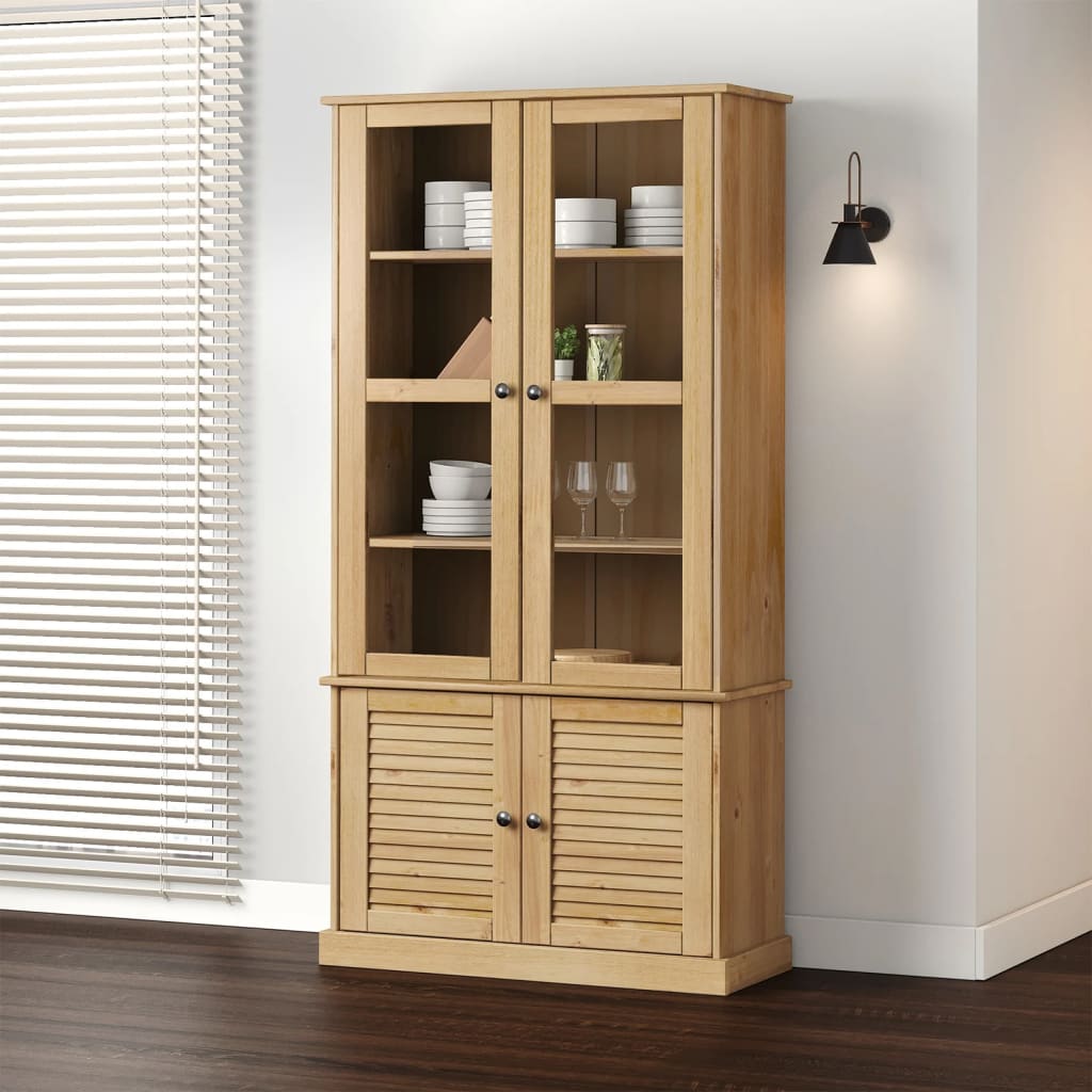 vidaXL Glass Display Cabinet "VIGO" 85x35x170 cm Solid Wood Pine 1