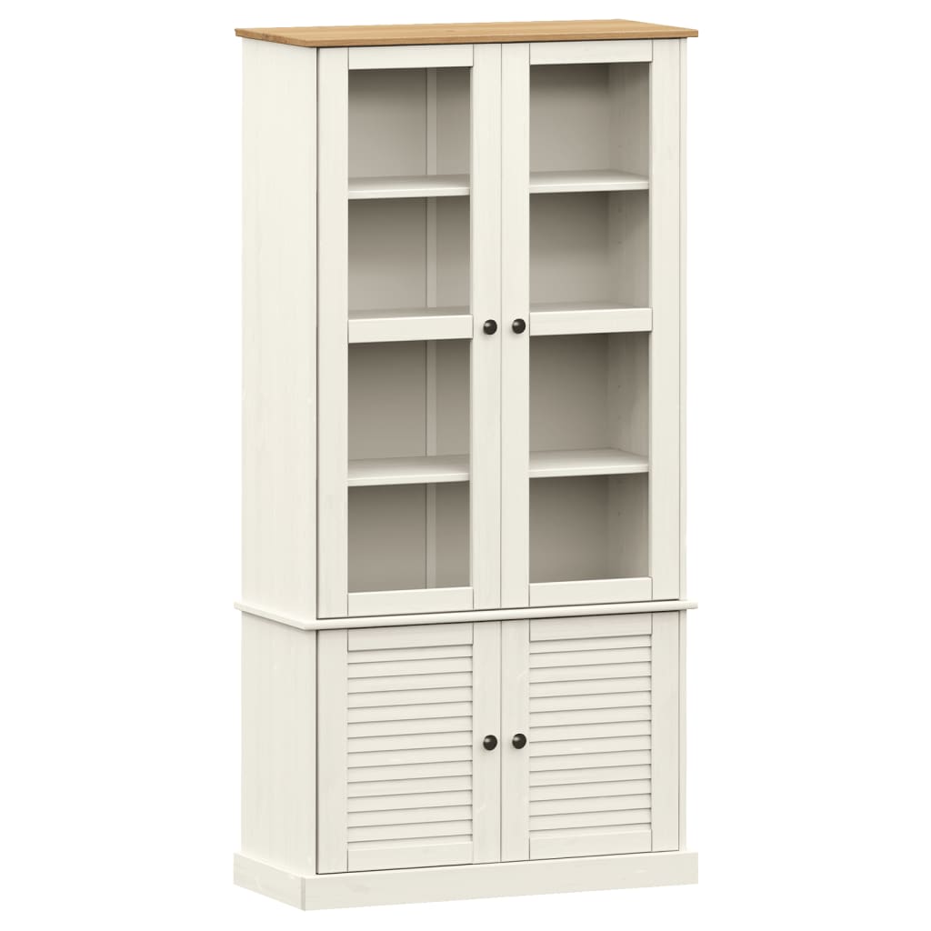 vidaXL Glass Display Cabinet "VIGO" White 85x35x170 cm Solid Wood Pine 2