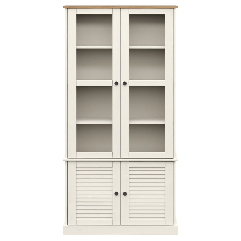 vidaXL Glass Display Cabinet "VIGO" White 85x35x170 cm Solid Wood Pine 3