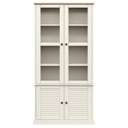 vidaXL Glass Display Cabinet "VIGO" White 85x35x170 cm Solid Wood Pine 3