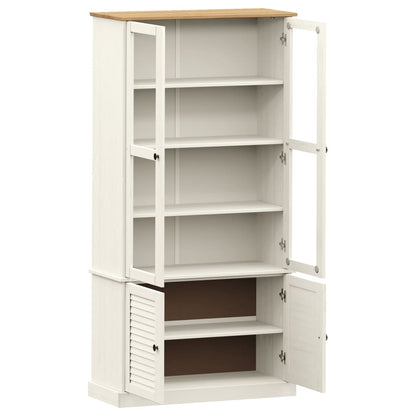 vidaXL Glass Display Cabinet "VIGO" White 85x35x170 cm Solid Wood Pine 4