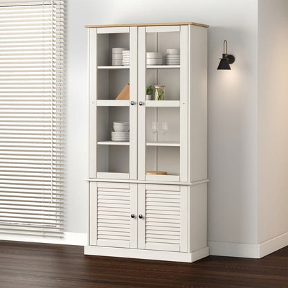 vidaXL Glass Display Cabinet "VIGO" White 85x35x170 cm Solid Wood Pine 1