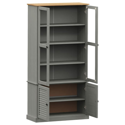 vidaXL Glass Display Cabinet "VIGO" Grey 85x35x170 cm Solid Wood Pine 4