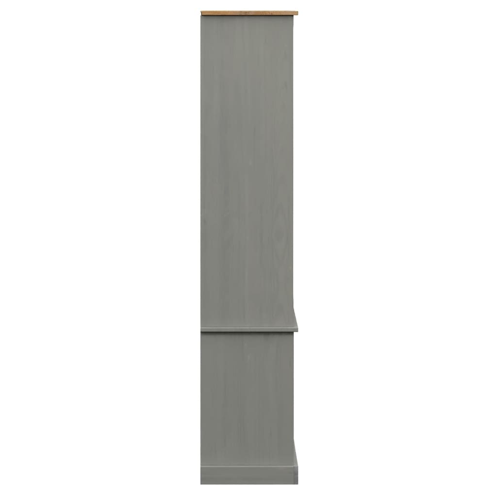 vidaXL Glass Display Cabinet "VIGO" Grey 85x35x170 cm Solid Wood Pine 5