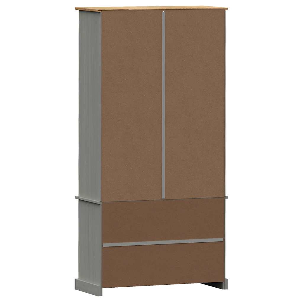 vidaXL Glass Display Cabinet "VIGO" Grey 85x35x170 cm Solid Wood Pine 6