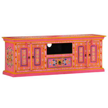 vidaXL TV Cabinet Pink 110x30x40 cm Solid Wood Mango 1