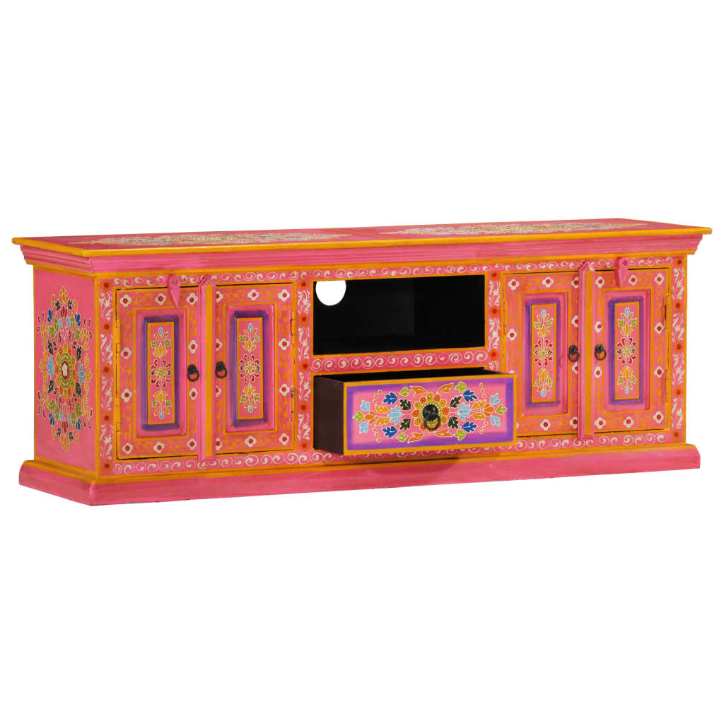 vidaXL TV Cabinet Pink 110x30x40 cm Solid Wood Mango 2