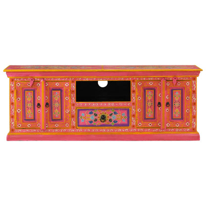 vidaXL TV Cabinet Pink 110x30x40 cm Solid Wood Mango 4