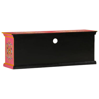 vidaXL TV Cabinet Pink 110x30x40 cm Solid Wood Mango 6