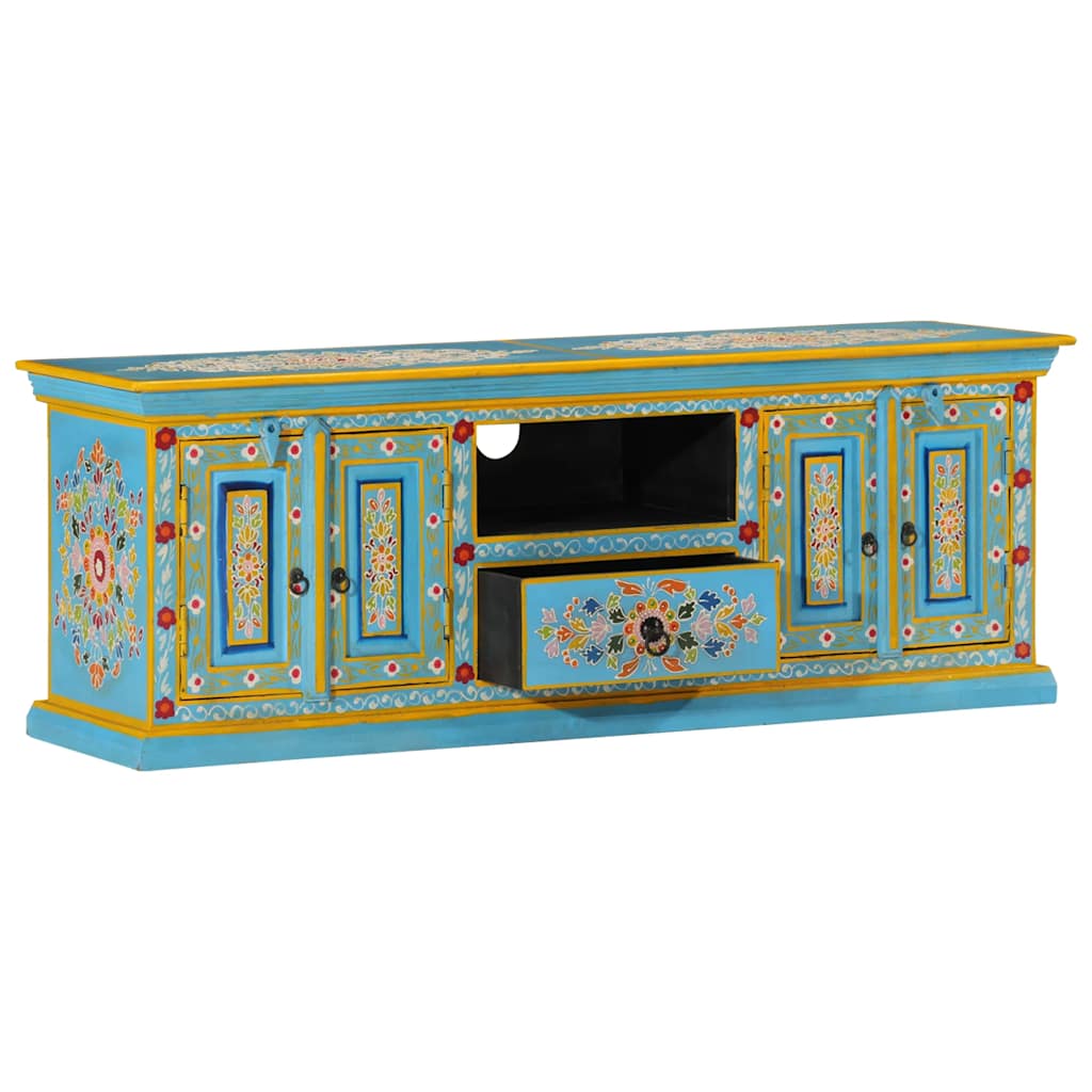 TV Cabinet 110x30x40 cm Solid Wood Mango Blue