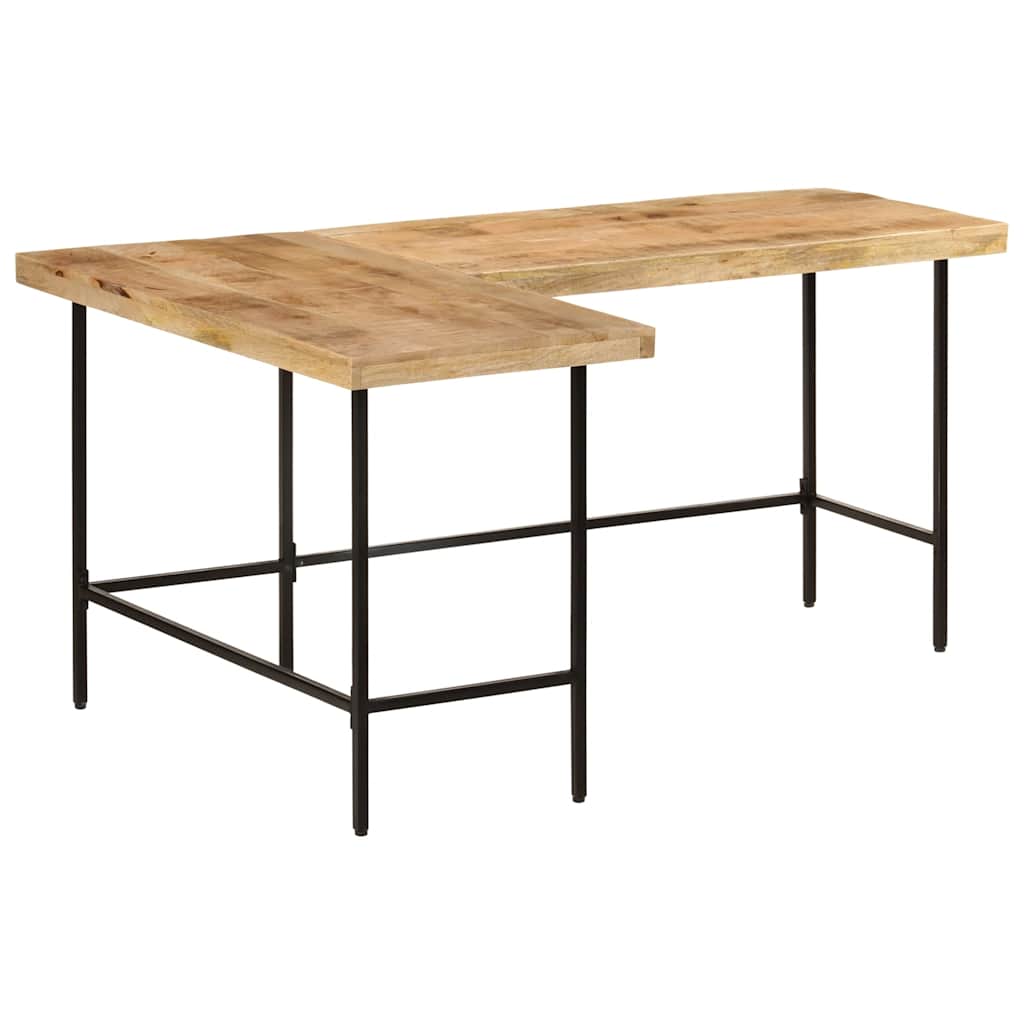 vidaXL Desk 165x110x77 cm Solid Wood Mango and Iron 2