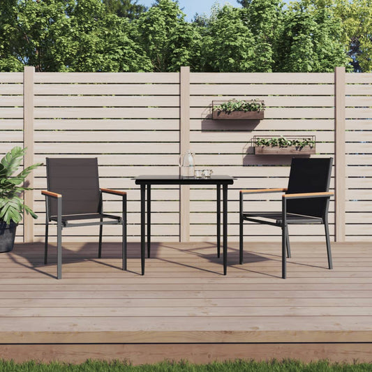 5 Piece Garden Dining Set Black Textilene and Steel 2