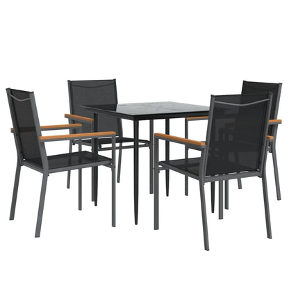 vidaXL 5 Piece Garden Dining Set Black Textilene and Steel 3