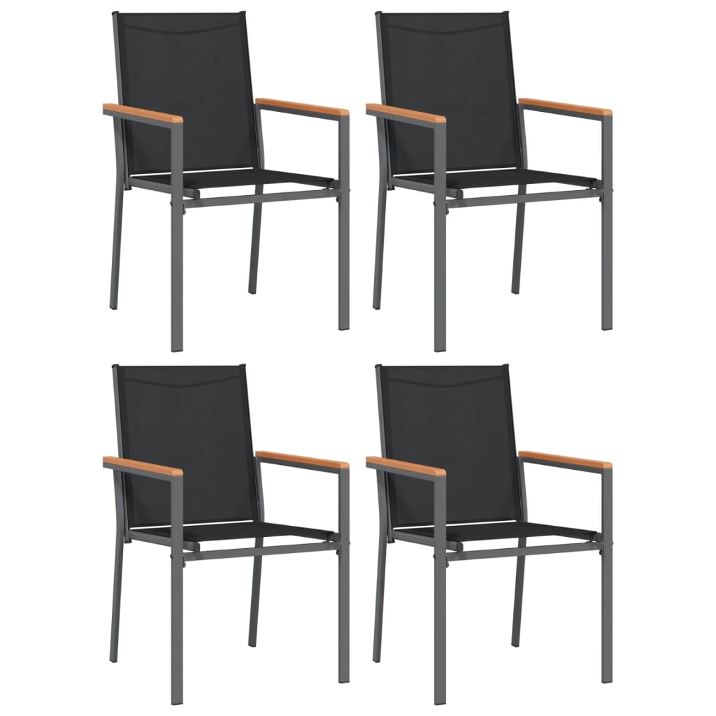 vidaXL 5 Piece Garden Dining Set Black Textilene and Steel 4