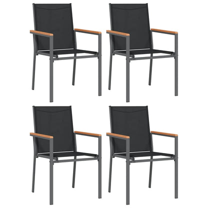 vidaXL 5 Piece Garden Dining Set Black Textilene and Steel 4