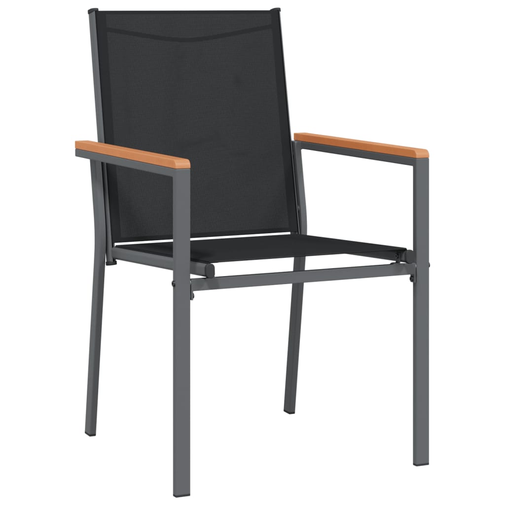 vidaXL 5 Piece Garden Dining Set Black Textilene and Steel 5