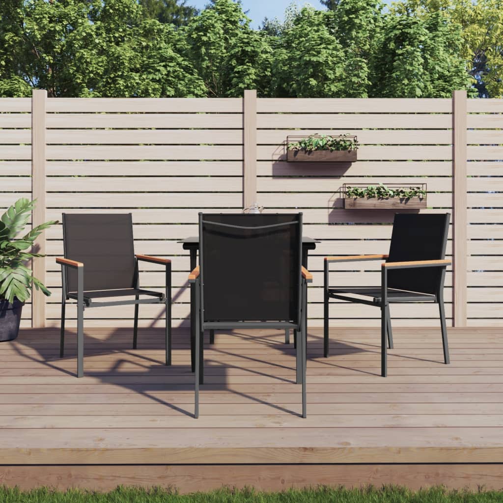vidaXL 5 Piece Garden Dining Set Black Textilene and Steel 1