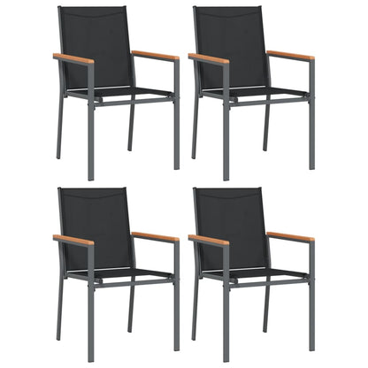 vidaXL 5 Piece Garden Dining Set Black Textilene and Steel 4