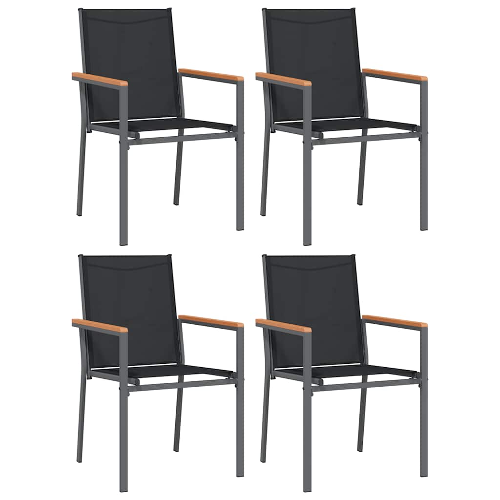 vidaXL 5 Piece Garden Dining Set Black Textilene and Steel 4