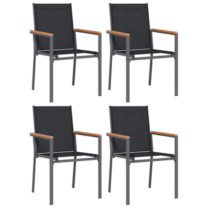 vidaXL 5 Piece Garden Dining Set Black Textilene and Steel 4