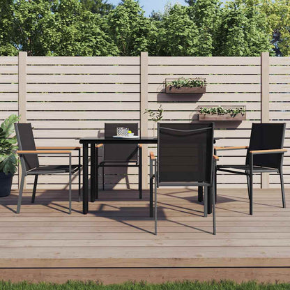 vidaXL 5 Piece Garden Dining Set Black Textilene and Steel 1
